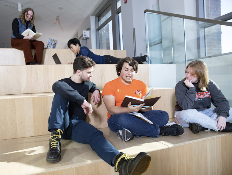 Groups of students studying