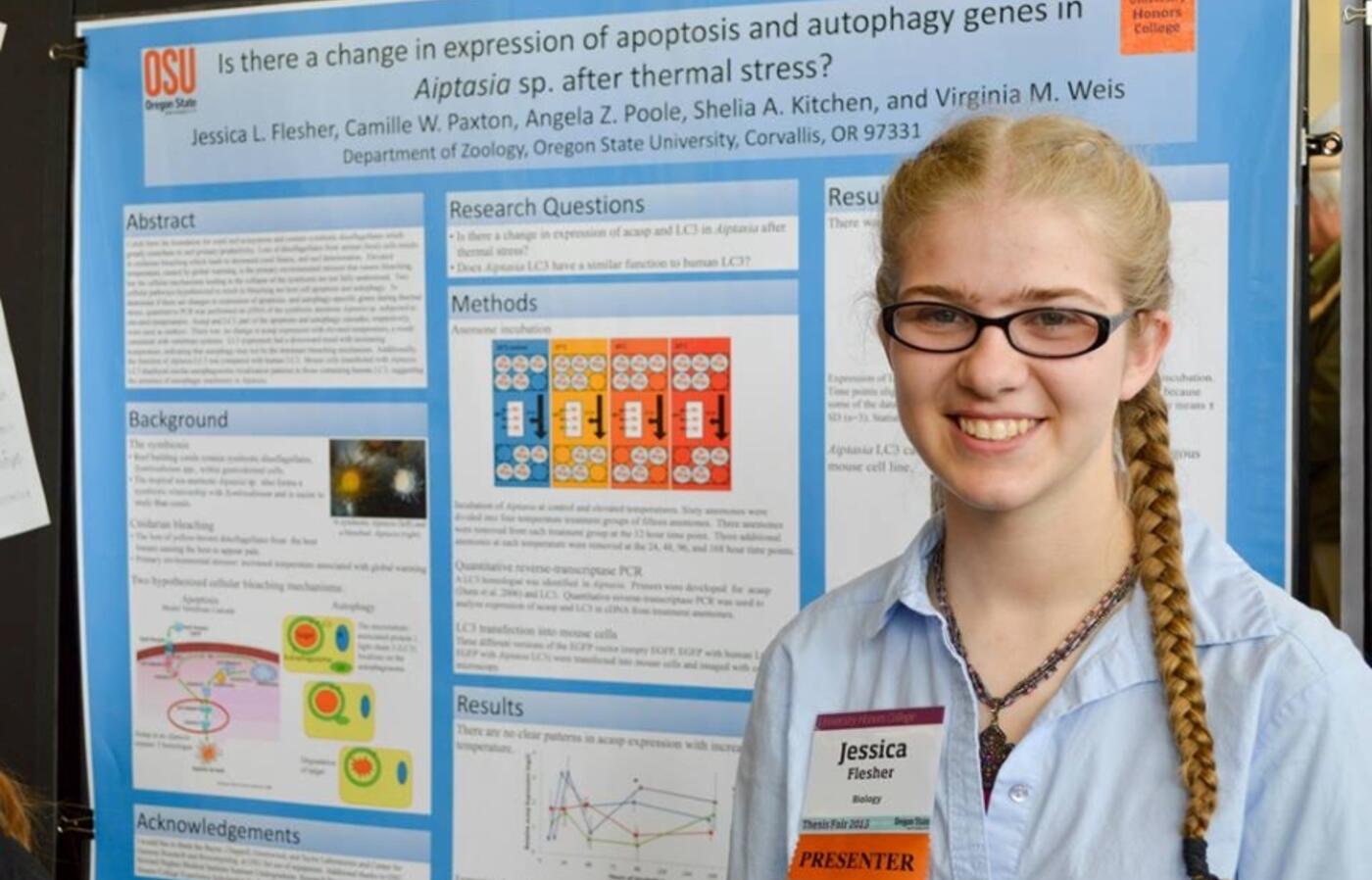 Jessica Flesher presenting her thesis.