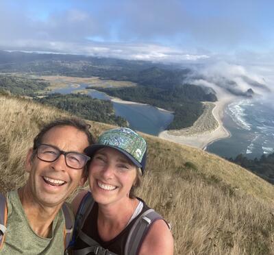 Diana Marvel on a hike with her partner Chris.