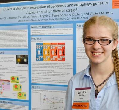 Jessica Flesher presenting her thesis.