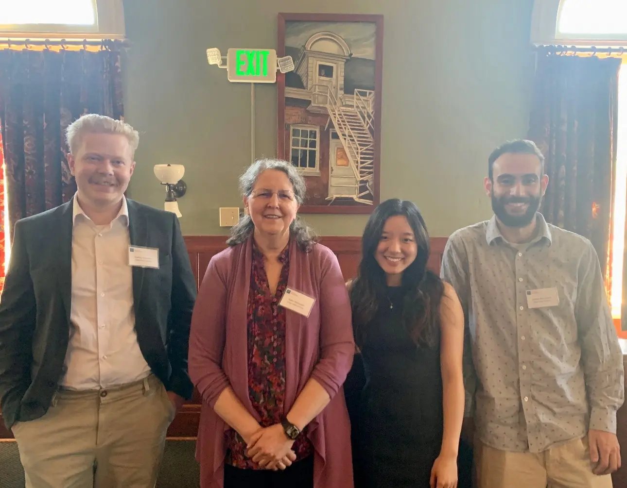 The Magnusson Lab presenting at the Society for Neuroscience (from left to right: Mathew Frischman, Dr. Kathy Magnusson, Kaitlyn Kim, and Ibrahim Abou-Seada.