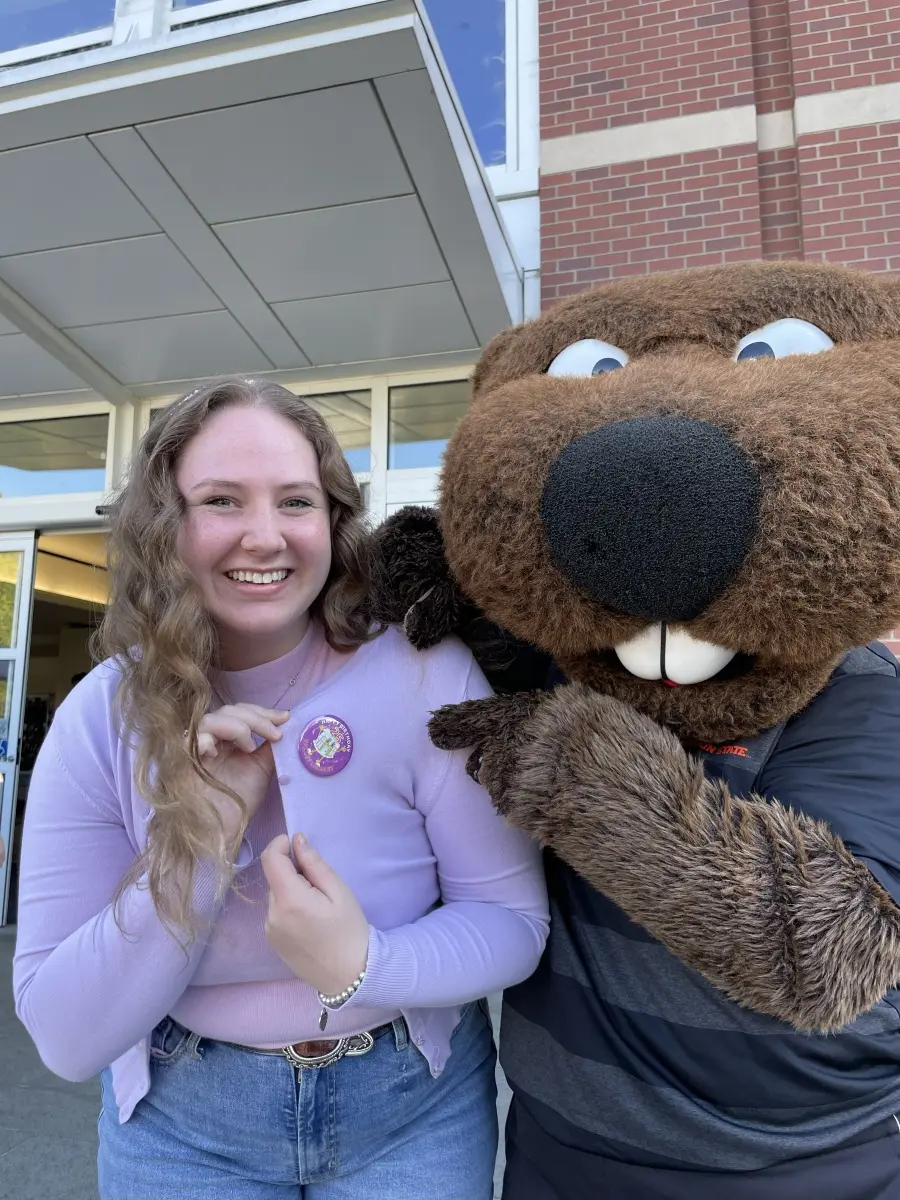 Grace representing Special Collections and Archives Research Center at the Valley Library's 25th anniversary celebration in 2024