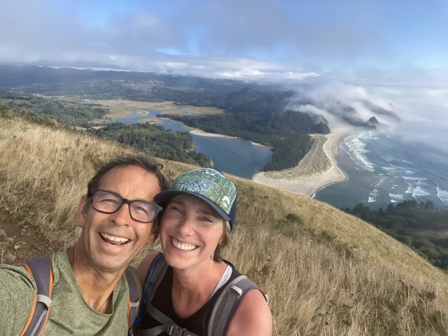 Diana Marvel on a hike with her partner Chris.