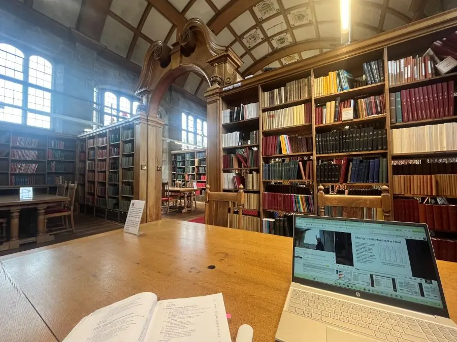 Madeleine's study set up at the Bangor University library.