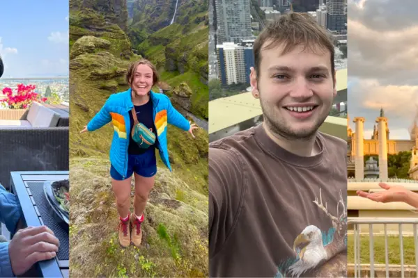 Collage of four HC students on their wordly travels