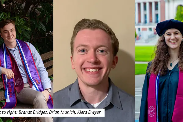 Brandt Bridges, Brian Muhich, and Kiera Dwyer smiling 