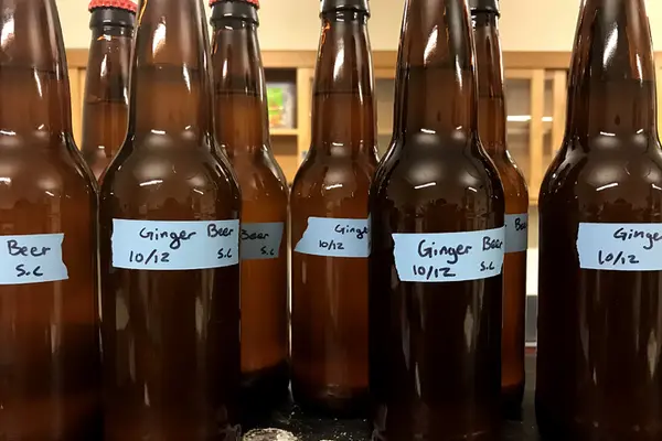 Ginger Beer Bottle Samples that are labeled with dates