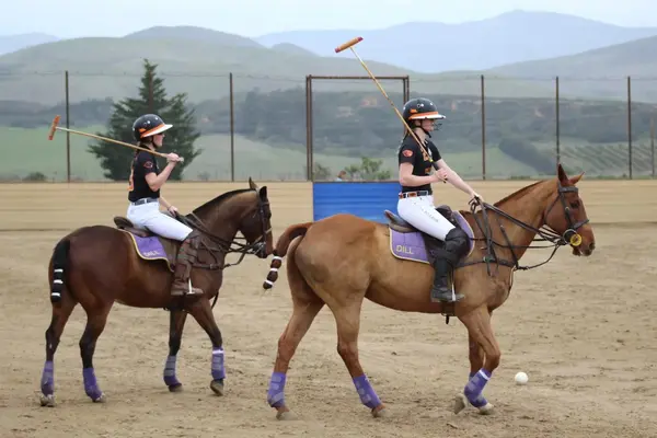 Joey Ord and Sophie Krueger on horseback during the team's recent regional competition in California