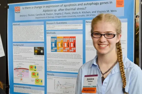 Jessica Flesher presenting her thesis.